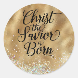 Gold Christus de Savior Christelijke Kerstmis Ronde Sticker
