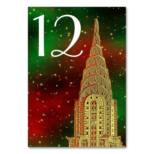 Gold Chrysler Building Skyline #2 Xmas Starry Kaart (Voorkant)