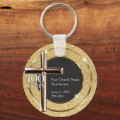 Gold Church 100 jaar Jubileum Evenement Souvenir Sleutelhanger (Voorkant)
