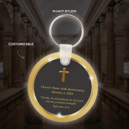 Gold Church Jubileum Evenement Souvenir Bijbelvers Sleutelhanger