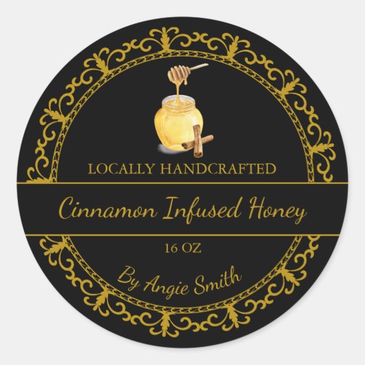 Gold Cinnamon Infused Honey Label (Voorkant)