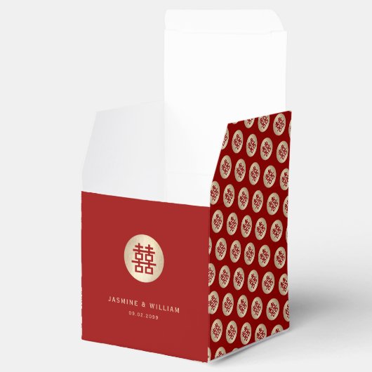 Gold Circle Double Happiness Chinees huwelijk Bedankdoosjes (Geopend)