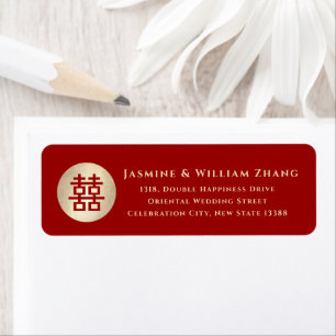 Gold Circle Double Happiness Chinees huwelijk Etiket