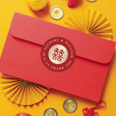 Gold Circle Double Happiness Chinees huwelijk Ronde Sticker