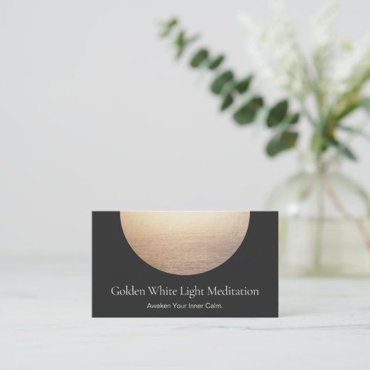 Gold Circle Elegant minimalistisch zwart Visitekaartje (Staand voorkant)