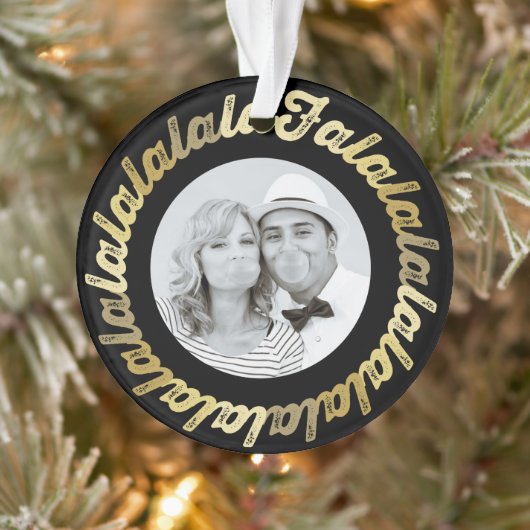Gold Circle Falalalala Bold script kerstfoto Ornament (Boom)