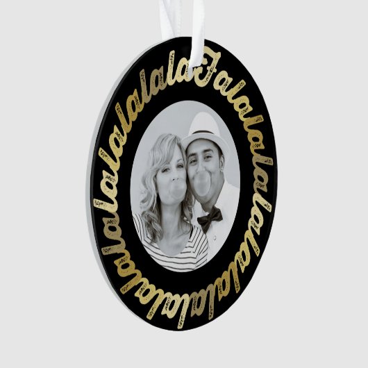 Gold Circle Falalalala Bold script kerstfoto Ornament (voorkant)