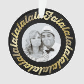Gold Circle Falalalala Bold script kerstfoto Ornament (voorkant)
