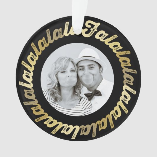 Gold Circle Falalalala Bold script kerstfoto Ornament (voorkant)