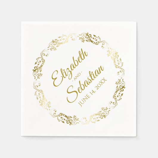 Gold Circle Filigree Elegant Simple Wedding Servet (Voorkant)