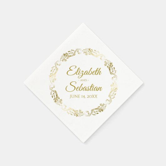 Gold Circle Filigree Elegant Simple Wedding Servet (Hoek)