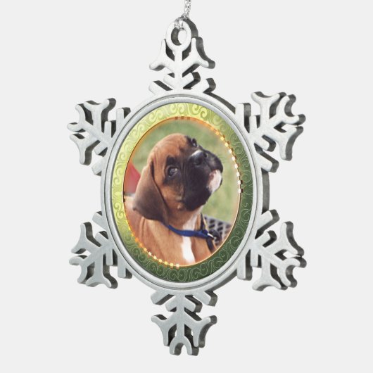 Gold Circle Foto Snowflake Ornament (Rechts)