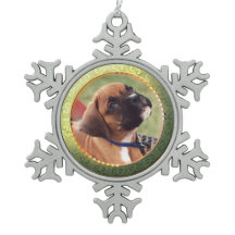 Gold Circle Foto Snowflake Ornament