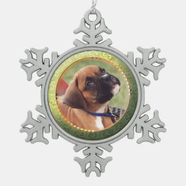 Gold Circle Foto Snowflake Ornament