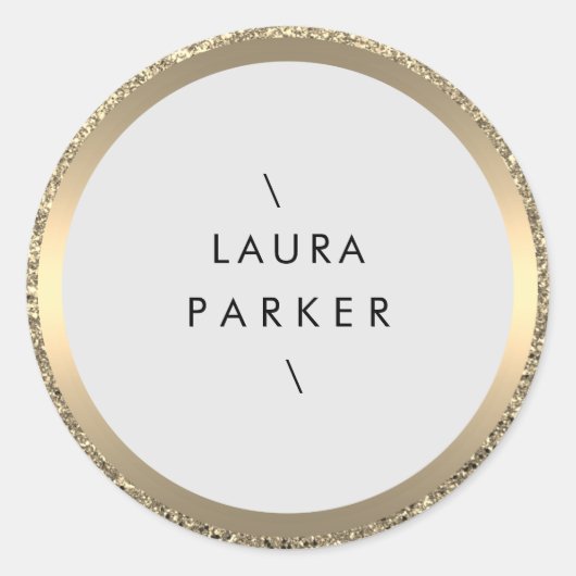 Gold Circle Glitter Ringen Rand Minimalistisch Ronde Sticker (Voorkant)