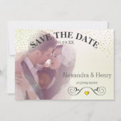 Gold Circle Lichten op achterfoto Opslaan Datum Save The Date (Voorkant)