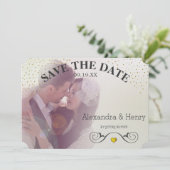 Gold Circle Lichten op achterfoto Opslaan Datum Save The Date (Staand voorkant)