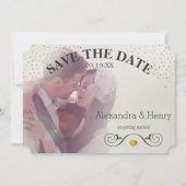 Gold Circle Lichten op achterfoto Opslaan Datum Save The Date (Voorkant)