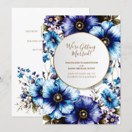 Gold Circle Lijst Blauw Paarse Bloemen Achtergrond Kaart