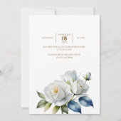 Gold Circle Lijst White Roses Bloemen Achtergrond Kaart (Achterkant)