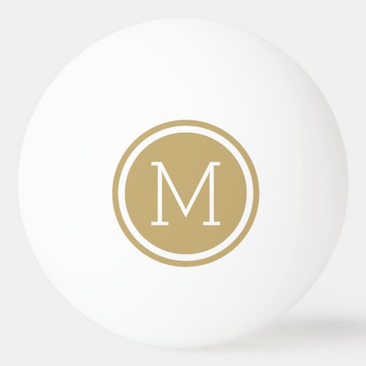 Gold Circle Monogram gepersonaliseerd Pingpongbal (Voorkant)