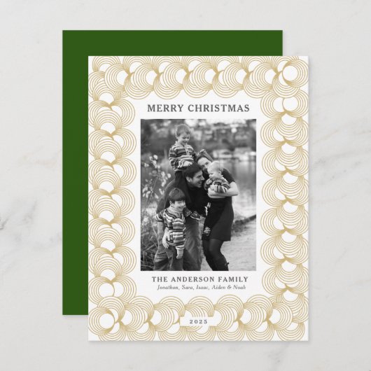Gold Circle Pattern | Kerstfeest met foto's Feestdagenkaart (Voorkant / Achterkant)