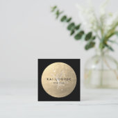 Gold Circle Plant Leaves en Stars Square Vierkante Visitekaartje (Staand voorkant)