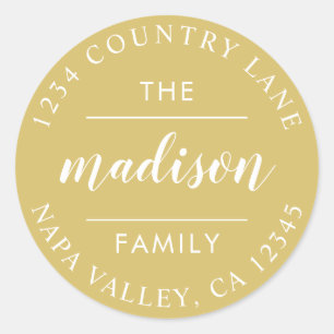 Gold Circle Script Creëer Uw eigen retouradres Ronde Sticker