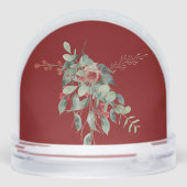 Gold Circle & Warm Red Family Photo Christmas Card Sneeuwbol (Achterkant)