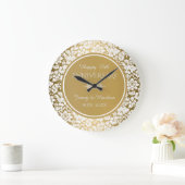 Gold Circle White Damask - 50e Jubileum Grote Klok (Huis)