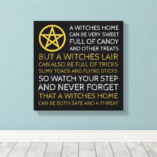 Gold Circled Pentagram, Halloween Canvas Afdruk (Insitu (Houten vloer))
