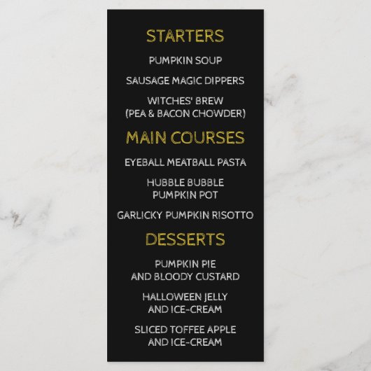 Gold Circled Pentagram, Halloween Menu (Achterkant)