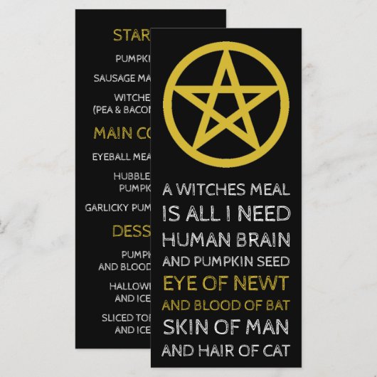 Gold Circled Pentagram, Halloween Menu (Voorkant / Achterkant)