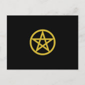 Gold Circled Pentagram, Halloween Party Uitnodiging Briefkaart (Voorkant)