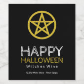 Gold Circled Pentagram, Halloween Wijn Etiket (Enkel label)