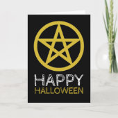 Gold Circled Pentagram, Happy Halloween Kaart (Voorkant)
