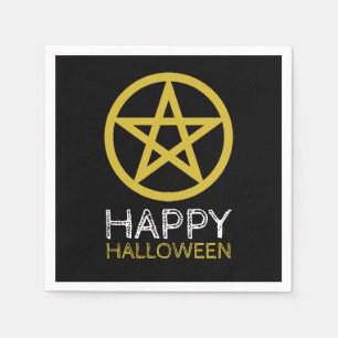 Gold Circled Pentagram, Happy Halloween Servet