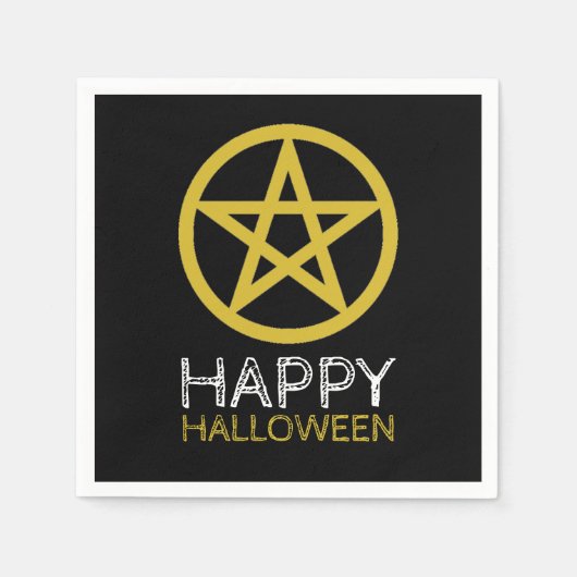 Gold Circled Pentagram, Happy Halloween Servet (Voorkant)