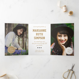 Gold Circles 5-Photo-Afstuderen Drieluik Uitnodiging