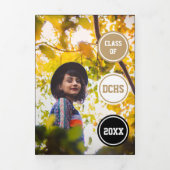 Gold Circles 5-Photo-Afstuderen Drieluik Uitnodiging (Cover)