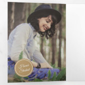 Gold Circles 5-Photo-Afstuderen Drieluik Uitnodiging (Binnenzijde eerst)