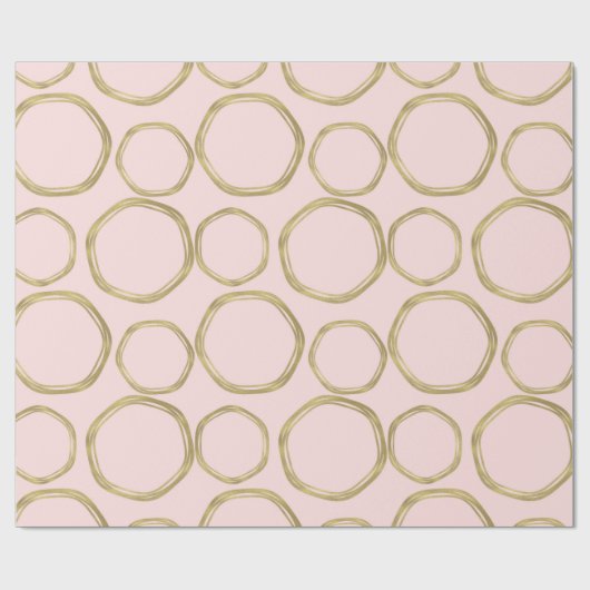 Gold Circles & Blushing Pink Modern Trendy Cadeaupapier (Vlak)