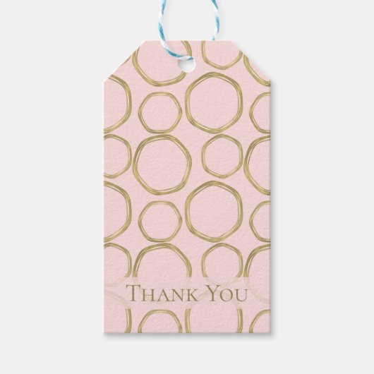 Gold Circles & Blushing Pink Modern Trendy Chic Cadeaulabel (Voorkant)