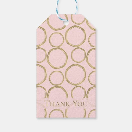 Gold Circles & Blushing Pink Modern Trendy Chic Cadeaulabel (Achterkant)