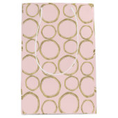 Gold Circles & Blushing Pink Modern Trendy Chic Medium Cadeauzakje (Voorkant)