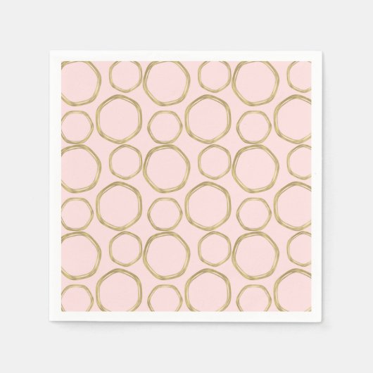 Gold Circles & Blushing Pink Modern Trendy Chic Servet (Voorkant)