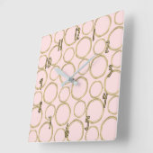Gold Circles & Blushing Pink Modern Trendy Chic Vierkante Klok (Hoek)