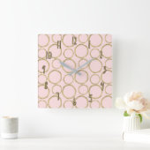 Gold Circles & Blushing Pink Modern Trendy Chic Vierkante Klok (Huis)