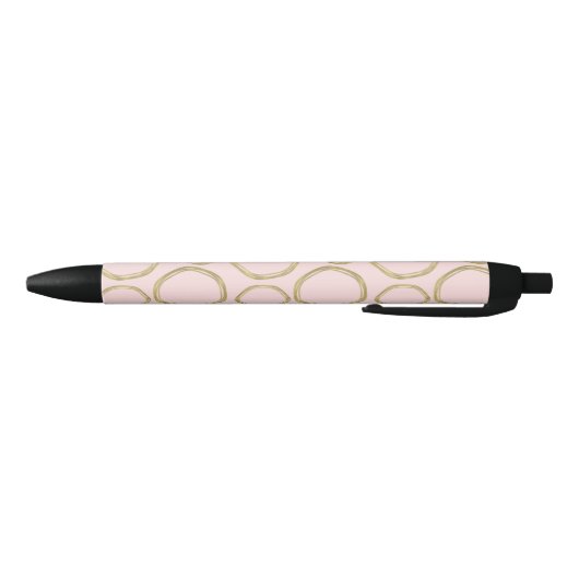 Gold Circles & Blushing Pink Modern Trendy Chic Zwarte Inkt Pen (Bodem)