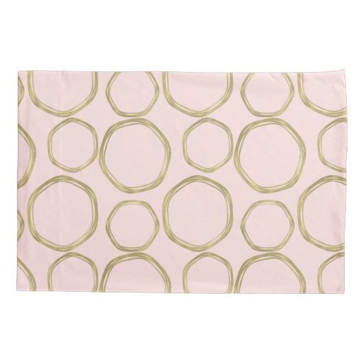 Gold Circles & Blushing Pink Modern Trendy Mod Kussensloop (Achterkant)